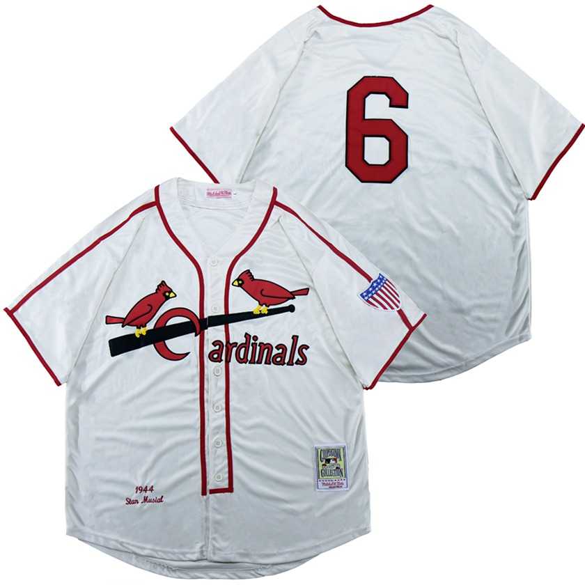 Cardinals 6 Stan Musial White 1944 Throwback Jersey,We sell and wholesale Cardinals 6 Stan Musial White 1944 Throwback Jersey on line form chian!